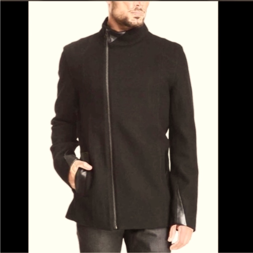 NWOT l.am Sportswear Men Black Wool blend Coat size large